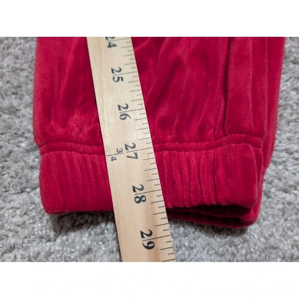 Juicy Couture Velour Tracksuit Set Red Rhinestone Crewneck Sweatshirt Pants‎ L - Picture 12 of 14